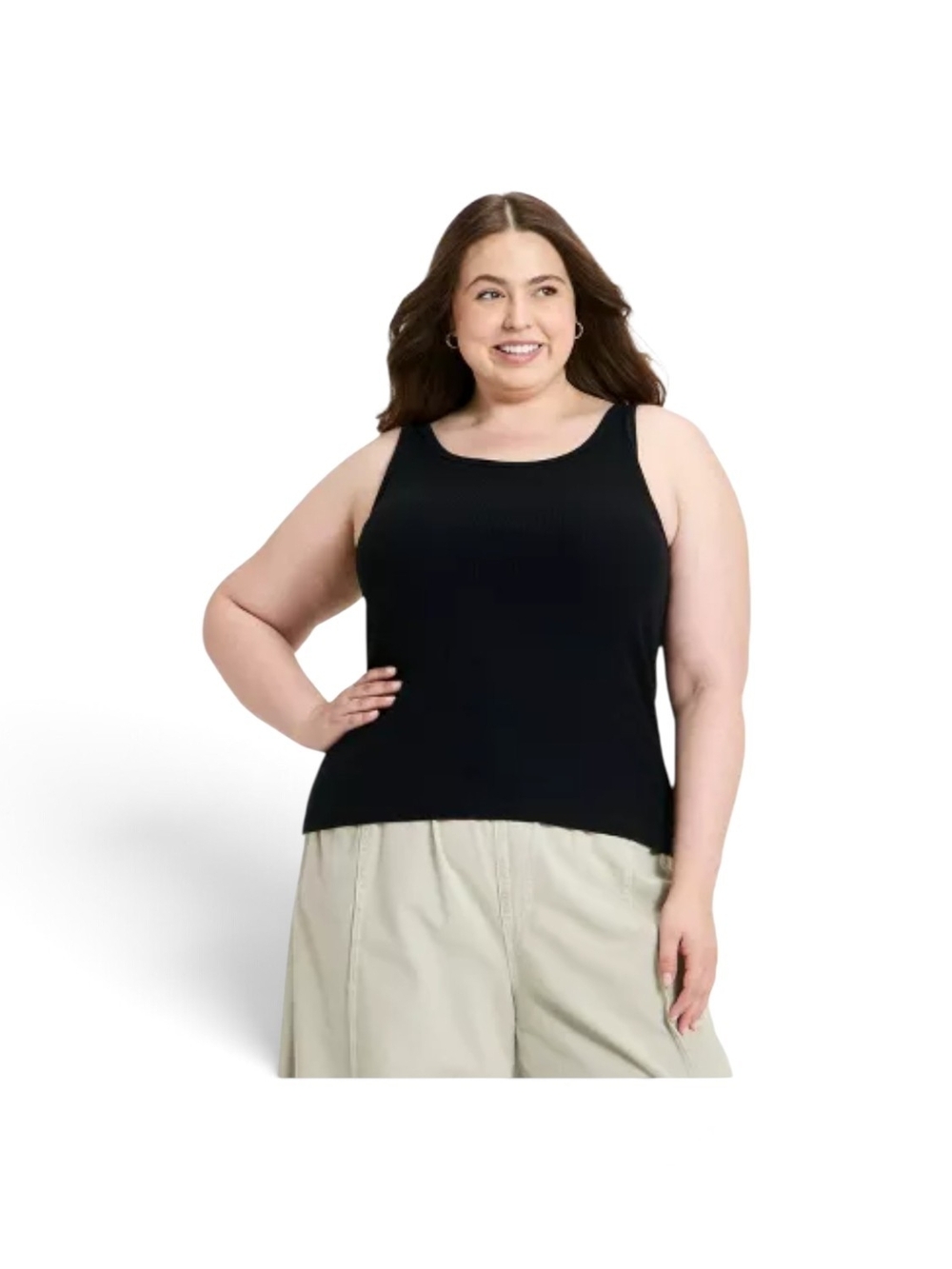 Plus Black Ribbed Tank Top 3X